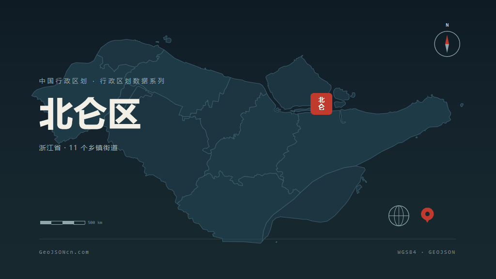 宁波市北仑区矢量地图PPT模板预览图