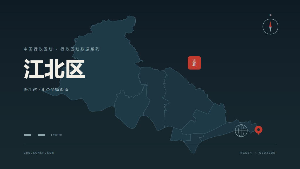 宁波市江北区矢量地图PPT模板预览图