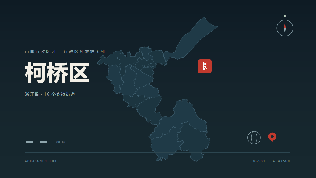 绍兴市柯桥区矢量地图PPT模板预览图