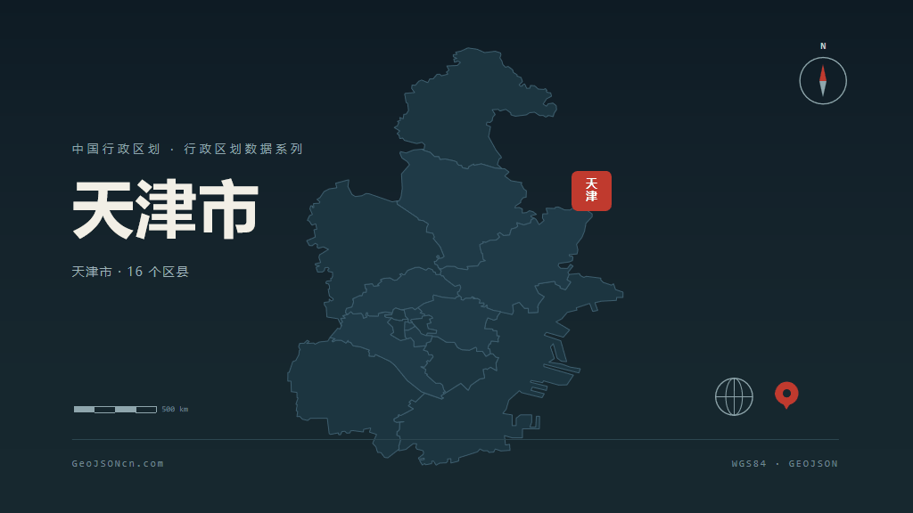 天津市矢量地图PPT模板预览（行政区划代码 120000）